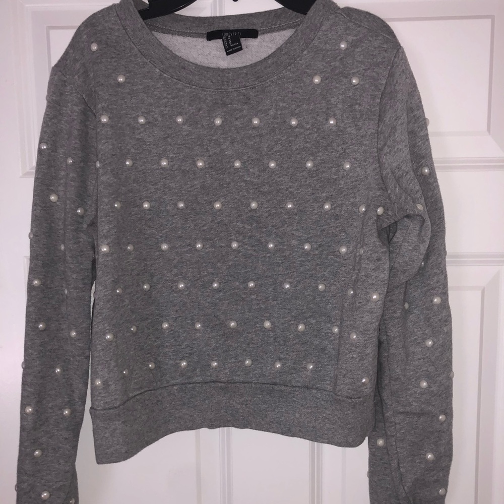 Grey Pearled Sweater ❕